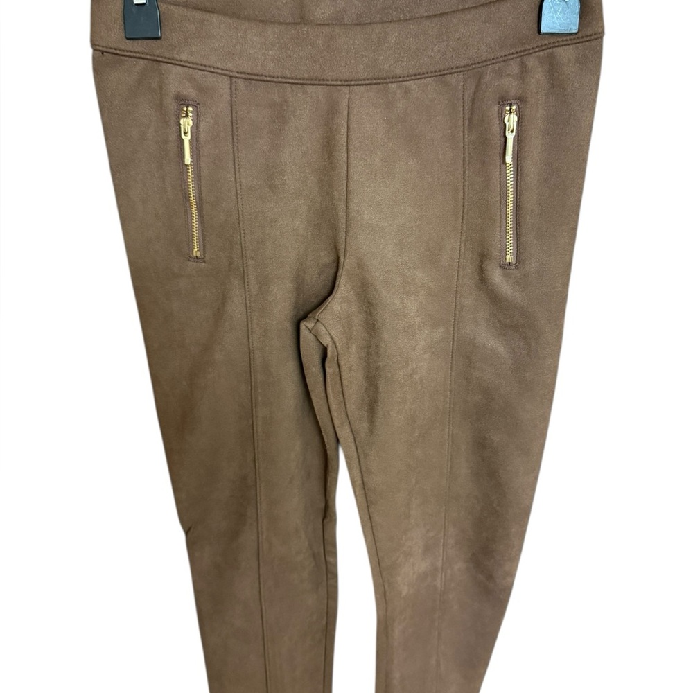Janie and Jack Faux Suede Brown Zip Pocket Leggings